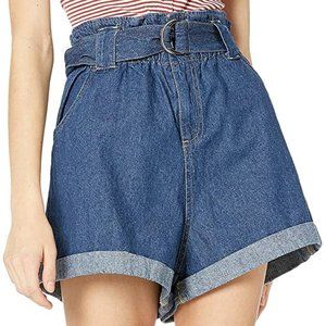 Paper bag shorts with belt
